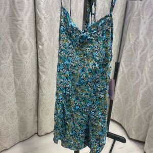 Wild Fable Blue Green Floral Midi Dress
